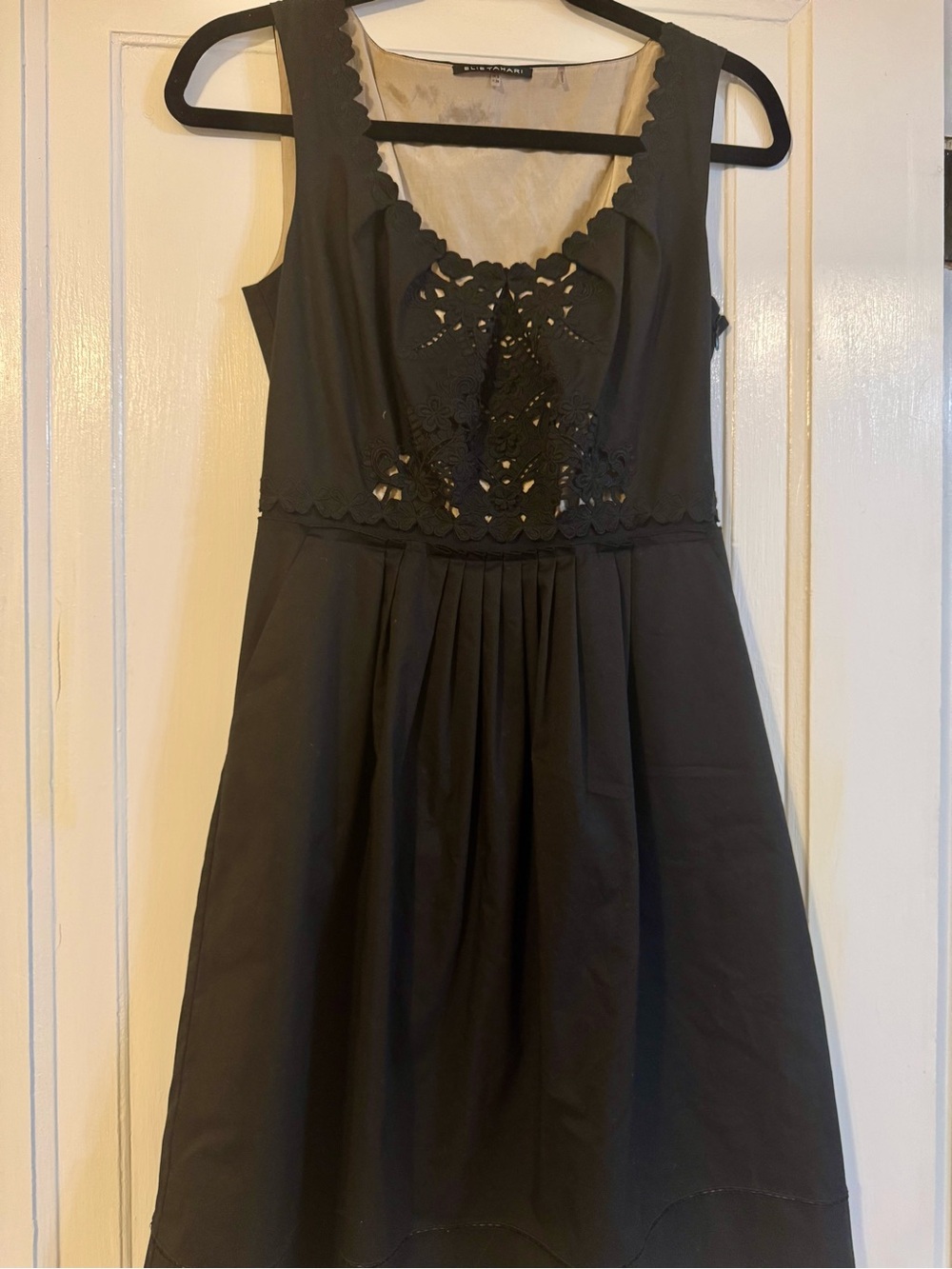 Elie Tahari Black Mini Dress with Lace Cutouts